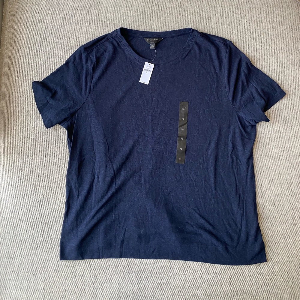 Banana Republic Factory Linen Blend Tshirt in Navy | Size XL